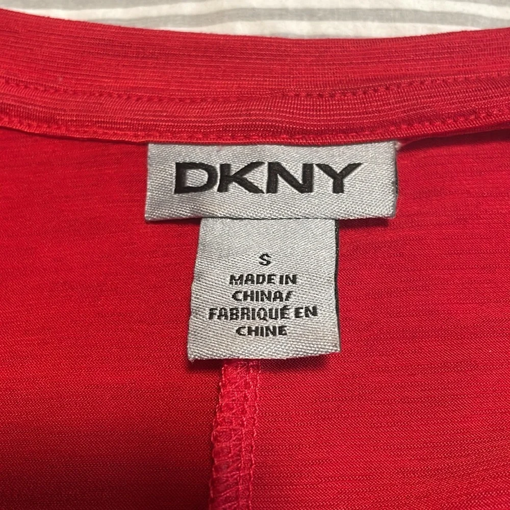 DKNY Red V-Neck Long Sleeve Top - Picture 7 of 7